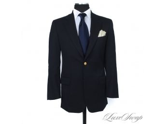 PERFECTLY PREPPY : BROOKS BROTHERS MENS CLASSIC TRAD NAVY BLUE COUNTRY CLUB BLAZER WITH BRASS BUTTONS 38