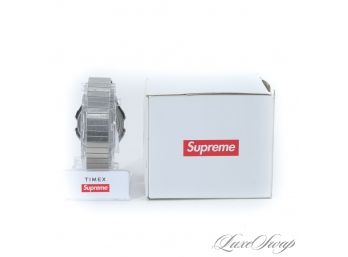 HOLY COW CHECK THE COMPS! AUTHENTIC SUPREME NEW YORK X TIMEX WATCHES SILVER TONE DIGITAL WATCH WITH BOX -WORKS
