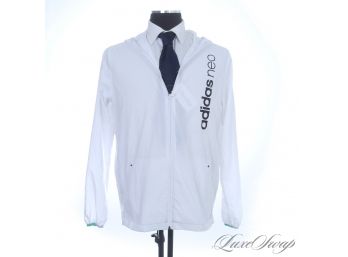 PERFECT TO KEEP IN THE CAR IN CASE OF RAIN! ADIDAS 'NEO' CLIMALITE MENS WHITE ULTRALIGHT HOODED JACKET XL