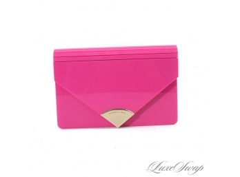 BRAND NEW WITHOUT TAGS MICHAEL KORS ULTRA PINK RESIN HARDSIDE ENVELOPE CLUTCH