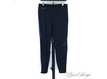 HAVE YOU BEEN WORKING OUT? NIKE MENS DRI-FIT BLACK AND BLUE MESH VENTILATED JOGGER PANTS XL