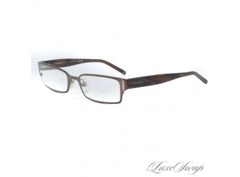 #7 THE STAR OF THE SHOW! AUTHENTIC CHANEL MADE IN ITALY MOD. 2095 TORTOISE BROWN RECTANGULAR GLASSES W/ LOGO