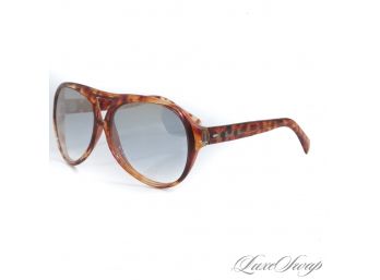 #12 I REALLY WANTED TO KEEP THESE :( VINTAGE 1980S MADE IN ITALY X-LARGE MOTTLED TORTOISE AVIATOR SUNGLASSES