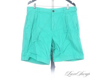 SUMMER READY : MENS BROOKS BROTHERS JADE SEAGLASS GREEN GARMENT WASHED MODERN FIT SHORTS 36