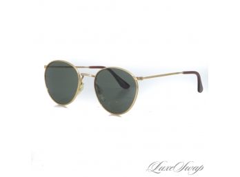 #2 VINTAGE 1990S PAN OCEANIC GOLD METAL FRAME ROUND LENS UV PROTECTED SUNGLASSES