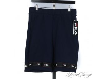 BRAND NEW WITH TAGS FILA HERITAGE KNEE LENGTH NAVY BLUE MENS PRACTICE WARMUP SWEATSHORTS M