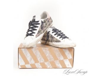 THE STARS OF THE SHOW! NEARLY NEW IN ORIGINAL BOX $550 GOLDEN GOOSE DELUXE BRAND TWEED SUPERSTAR SNEAKERS 39