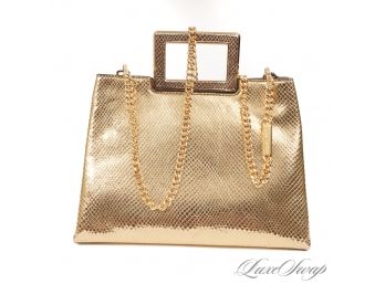 BRAND NEW WITHOUT TAGS AUTHENTIC MICHAEL KORS 'KRISTEN' GOLD PYTHON PRINT LEATHER GOLD FRAME BAG