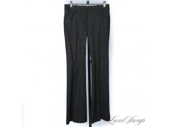 FIT IS KING! THEORY ANTHRACITE GREY SPECKLED STATIC CLASSIC FLAT FRONT TROUSER PANTS