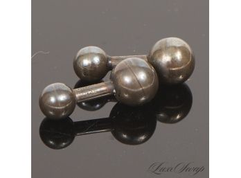 THE STAR OF THE SHOW! AUTHENTIC TIFFANY & CO VINTAGE .925 STERLING SILVER DOUBLE BALL BARREL CUFFLINKS