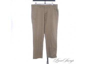 THE ESSENTIALS : MENS J. CREW 'BOWERY' STRETCH TAN FLAT FRONT MODERN CHINO PANTS 32