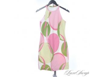 LIKE NEW WITHOUT TAGS SKIRTIN AROUND NEW CANAAN PREPPY GREEN PINK HOPSACK GEOMETRIC DRESS 4