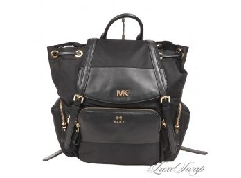 BRAND NEW WITHOUT TAGS AUTHENTIC MICHAEL KORS 'JORDAN' BLACK MICROFIBER LEATHER BABY DIAPER BACKPACK BAG