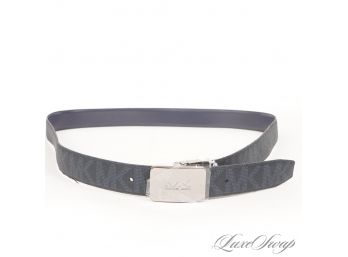BRAND NEW WITHOUT TAGS AUTHENTIC MICHAEL KORS MENS NAVY BLUE MK MONOGRAM REVERSIBLE BELT