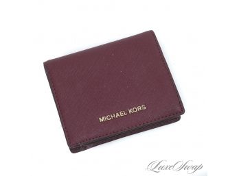 BRAND NEW WITHOUT TAGS AUTHENTIC MICHAEL KORS MERLOT SAFFIANO LEATHER FLAP WALLET