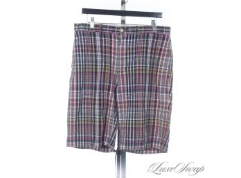 GUYS YOU NEED THIS FOR THE GRILL : POLO RALPH LAUREN INDIAN MADRAS PLAID DECK SHORTS 34