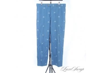 THINK ABOUT THE CRABS JOKES ALL NIGHT LONG : MENS PREPPY J. MCLAUGHLIN BLUE CRAB PRINT WHIMSICAL PANTS 34