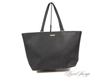 MASSIVE! HUGE 19' AUTHENTIC KATE SPADE BLACK SAFFIANO LEATHER ZIP TOP (YES!) DAILY TOTE BAG