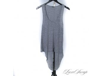 GO CHECK HOW MUCH THESE ARE IN THE STORE : MONROW GREY ASYMMETRICAL DRAPED STRETCH TANK TOP SHIRT M