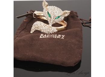 THIS IS KILLER : BRAND NEW WITH TAGS TASHA GOLD TONE AND CRYSTAL EMERALD GREEN EYE FOX CUFF