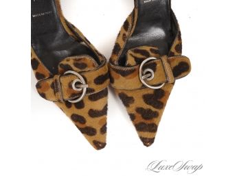 THE STAR OF THE SHOW! AUTHENTIC PRADA MADE IN ITALY GENUINE FUR PONYSKIN CHEETAH PRINT D'ORSAY SHOES 37.5
