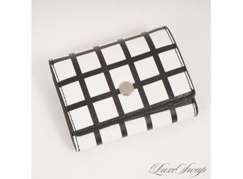 GEAR UP FOR GIFT GIVING : BRAND NEW AUTHENTIC MICHAEL KORS WHITE SAFFIANO LEATHER AND BLACK WINDOWPANE WALLLET