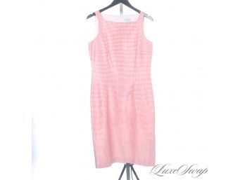 THE PERFECT LADYLIKE DRESS IN THE MOST ICONIC BRAND : OSCAR DE LA RENTA PINK SHANTUNG GINGHAM SACK DRESS 6