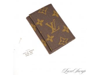 RARE DEADSTOCK BRAND NEW WITH TAGS 1990S AUTHENTIC LOUIS VUITTON BROWN MONOGRAM TRIFOLD KEY WALLET