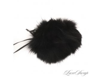 ELEGANT EVENINGS ARE BACK : LIKE NEW WITHOUT TAGS GENUINE FINNISH BLACK DYED FOX FUR MINI WRISTLET BAG