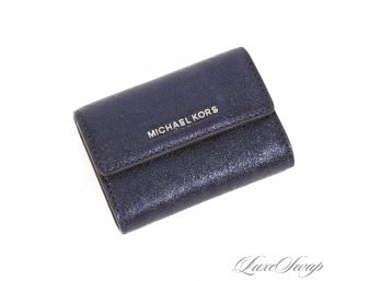 GEAR UP FOR GIFT GIVING : BRAND NEW AUTHENTIC MICHAEL KORS NAVY GLITTER LEATHER WRAP DECK OF CARDS IN WALLET