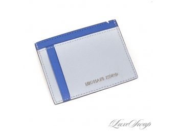 GEAR UP FOR GIFT GIVING : BRAND NEW AUTHENTIC MICHAEL KORS BABY BLUE AND SAPPHIRE SAFFIANO LEATHER CARD CASE