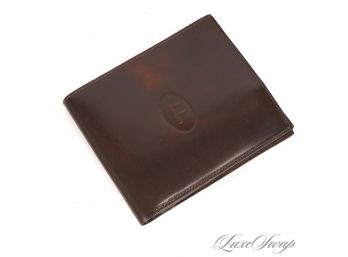 GORGOUS BRAND NEW WITHOUT TAGS F MONOGRAM MADE IN ITALY ESPRESSO MOTTLED LEATHER MENS WALLET
