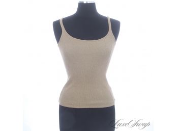 NOT THE CRAPPY LINE, THE GOOD STUFF! RALPH LAUREN BLACK LABEL ANTIQUE GOLD GLITTER INFUSED TANK TOP XS/S