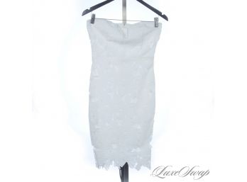 WHEN YOURE LIKE, TAN TAN : LIKE NEW MYSTIC LOS ANGELES WHITE LACE STRAPLESS SUMMER DRESS