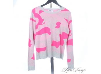 MODERN FRESH AND CURRENT LOVE & REVENGE PINK AND GREY CAMOUFLAGE WOOL BLEND SWEATER