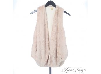 MEGA SOFT THE BATALLION MADE IN USA BEIGE NUDE FAUX FUR BUTTONLESS BOHEMIAN VEST S
