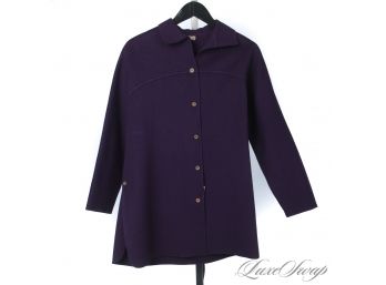 THIS IS VERY RARE EVERYONE : ORIGINAL VINTAGE 1960S GEOFFREY BEENE PURPLE DOUBLE FACED KNIT COCOON COAT WOW!!
