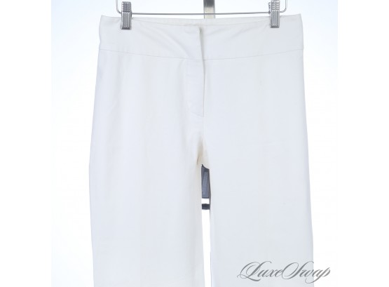 VERY PRETTY : LES COPAINS MADE IN ITALY WHITE STRETCH COTTON LACE BRANCH EMBROIDERED PANTS 40 (EU)