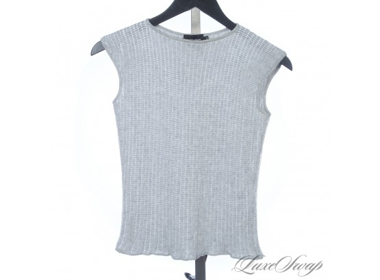 TOP LEVEL! GIORGIO ARMANI BLACK LABEL MADE IN ITALY HEATHER GREY STATIC MESH KNIT SHELL TOP 44