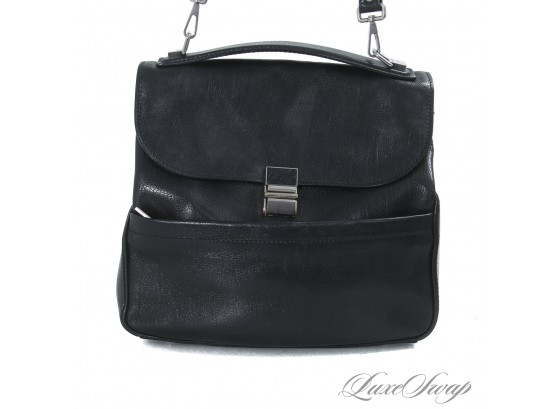 THE STAR OF THE SHOW! LIKE NEW PROENZA SCHOULER $1500 BLACK GRAINED LEATHER FLAP BAG