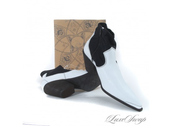 BRAND NEW IN BOX $178 FREE PEOPLE 'JACKSON WEST' WHITE LEATHER AND MICROFIBER COWBOY BOOTS 41