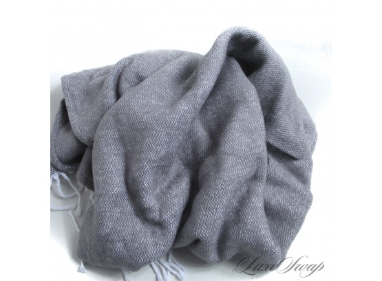 #3 HOME BEAUTIFUL : BRAND NEW WITHOUT TAGS MATOUK MADE IN PORTUGAL GREY SPECKLE SUPERSOFT FLANNEL LARGE THROW