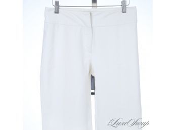 VERY PRETTY : LES COPAINS MADE IN ITALY WHITE STRETCH COTTON LACE BRANCH EMBROIDERED PANTS 40 (EU)