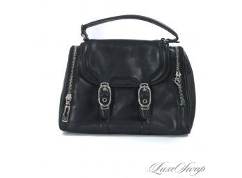 SHES CUTE! LIKE NEW COLE HAAN BLACK LEATHER 'ALEXA' DOUBLE STRAP FLAP BAG