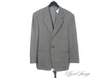 CANALI MADE IN ITALY CASHMERE BLEND GREY CHEVRON WEAVE TRIPLE PATCH POCKET BLAZER JACKET 50 (US 40)