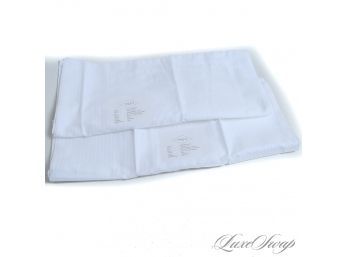 #11 BRAND NEW WITH TAGS FRETTE HOME COLLECTION LOT OF 2 WHITE QUEEN SATEEN JACQUARD STRIPE PILLOWCASES