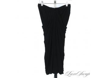 TRUST ME, YOU HAVE TO SEE THIS ON! Y YIGAL AZROUEL BLACK SLINKY DRAPED RUCHED JERSEY SKIRT 2