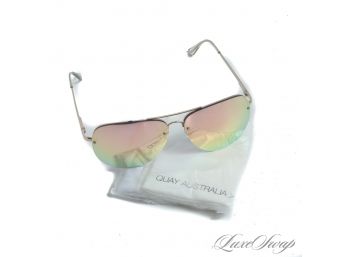 BRAND NEW IN BOX QUAY AUSTRALIA MUSE 7.2 GOLD PINK AVIATOR SUNGLASSES HOLY COW