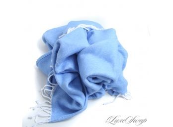 #4 HOME BEAUTIFUL : BRAND NEW WITHOUT TAGS MATOUK MADE IN PORTUGAL SKY BLUE SUPERSOFT FLANNEL LARGE THROW