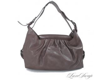 THIS IS INSANE : AUTHENTIC FENDI MADE IN ITALY TRUFFLE INFUSED BROWN PLEATED LEATHER X-LARGE SHOULDER HOBO BAG